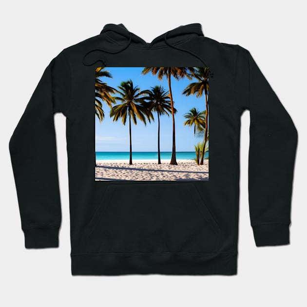 Sunny beach among palm trees Hoodie by brandway